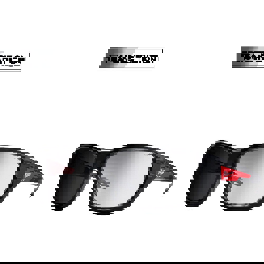Safety Glasses; Type: Safety ; Frame Style: Wrap Around ; Lens Coating: Scratch Resistant ; Frame Color: Black; Red ; Lens Color: Silver ; Lens Material: Polycarbonate